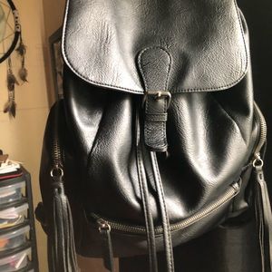 Black leather backpack good as new